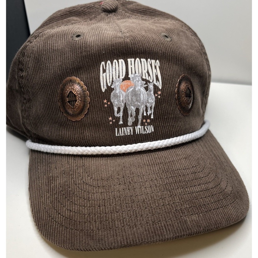 Lainey Wilson Hat Unisex OSFM Brown Good Horses Corduroy Rope Concho